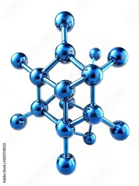 Fototapeta Blue molecule with cross shape at molecular level