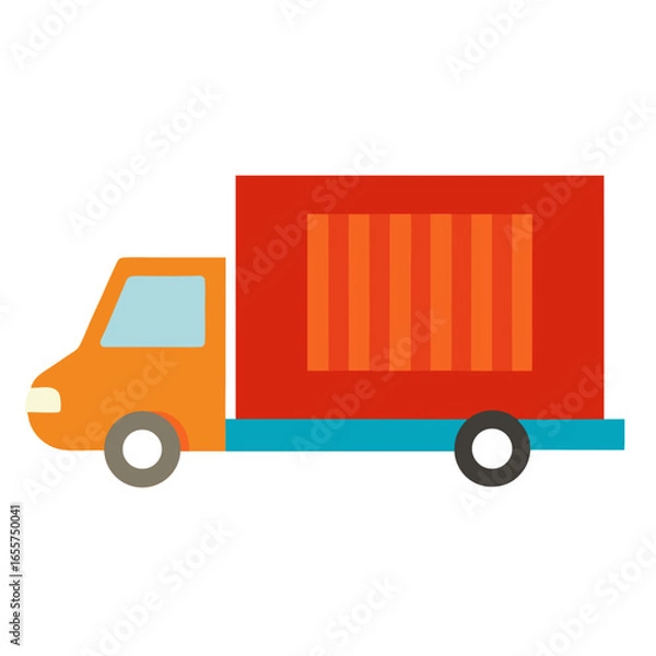 Fototapeta Side view of a cargo truck with a container