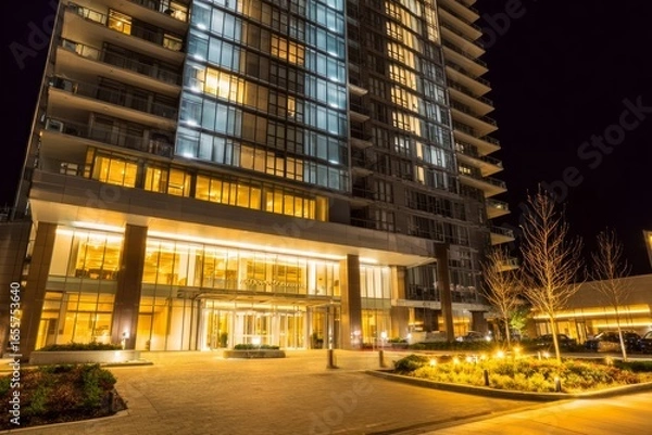 Fototapeta ライトアップされた高層ビル