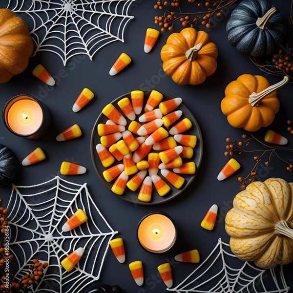 Obraz Halloween Themed Objects & Patterns,halloween, pumpkin, healthy, holiday, plate, delicious, vegetable, thanksgiving, decoration, fall, citrus, leaf, tangerine, mandarin