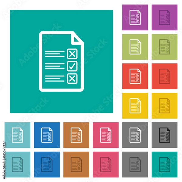 Fototapeta Questionnaire document square flat multi colored icons