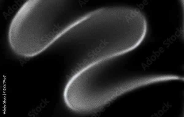 Fototapeta Grey black white glowing abstract gradient shape on black grainy background minimal header cover poster design copy space
