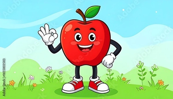 Obraz Cheerful  character in a garden setting.