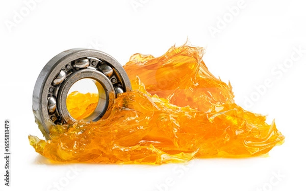 Fototapeta Ball bearing stainless with grease lithium machinery lubrication for automotive and industrial  isolated on white background.