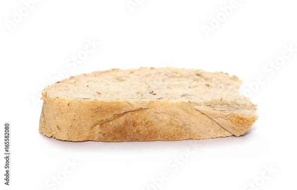 Obraz Whole wheat bread slices without additives, isolated on white background