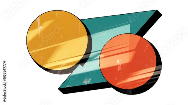 Fototapeta Abstract Geometric Design with Teal, Orange, and Yellow Circles