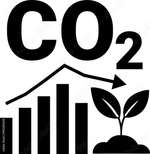 Obraz Carbon Dioxide Graph with Growing Plant Vector