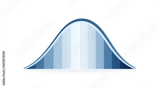 Fototapeta A smooth, blue curve representing a bell-shaped distribution, often used in statistics and data visualization