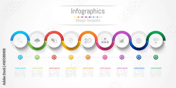 Fototapeta Infographic design elements for your business with 9 options, parts, steps or processes, Vector Illustration.