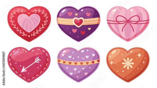 Obraz Valentine Hearts Collection Cartoon Decorative Design Elements