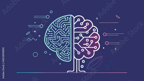 Obraz Digital brain with organic tree structure a concept for artificial intelligence and cognitive development.