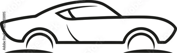 Obraz Single Line Muscle Car White Background Logo Vector
