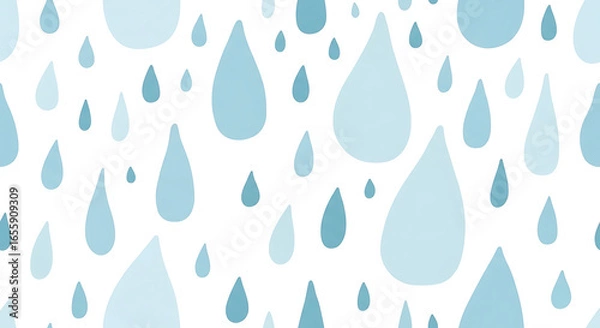 Fototapeta Seamless pattern of light blue water drops on a white background abstract illustration