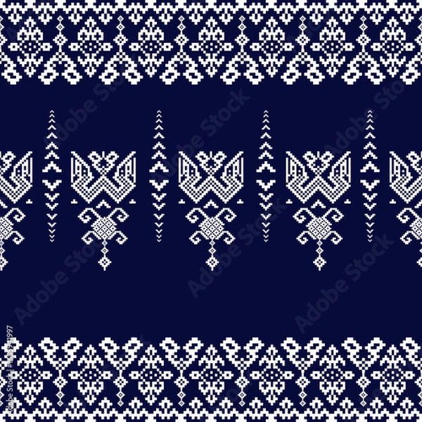 Fototapeta Pixel Seamless Fabric Pattern, Ethnic Pattern Design 