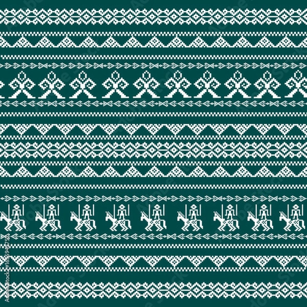 Fototapeta Pixel Seamless Fabric Pattern, Ethnic Pattern Design 