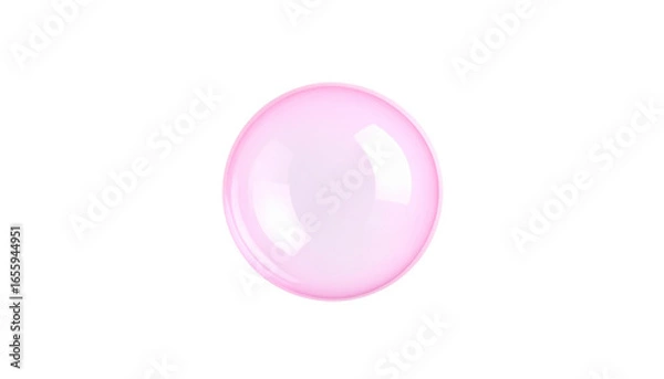 Fototapeta Shiny pink bubble isolated on solid white background Png format