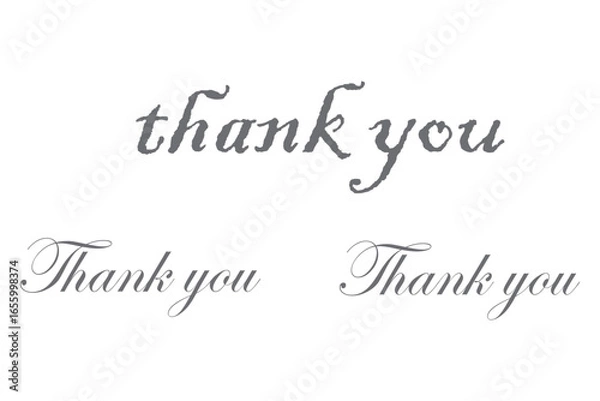 Fototapeta Thank You text hand drawn lettering calligraphic isolated on white background vector illustration