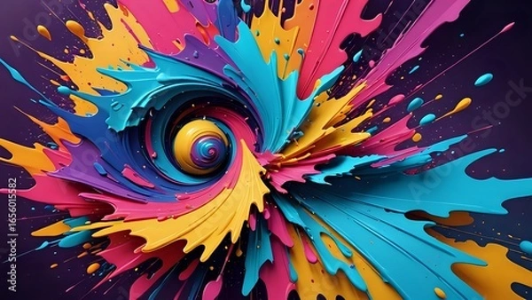Fototapeta Abstract swirling vibrant paint explosion; dynamic, colorful, creative background ideal for design projects, websites, and marketing materials.