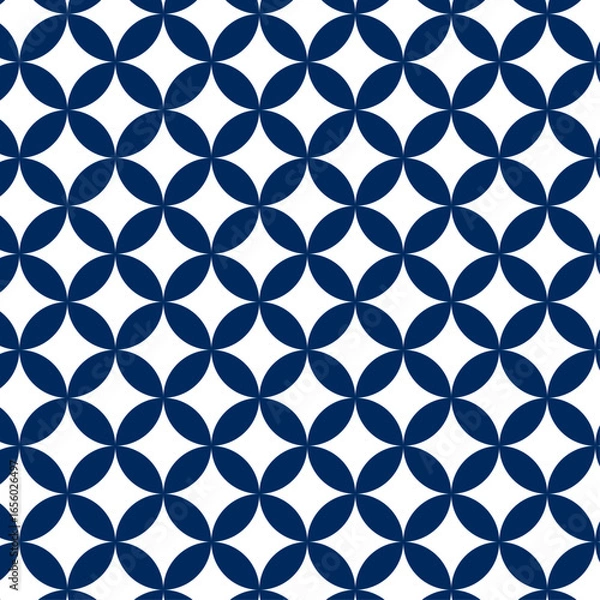 Fototapeta 日本の伝統的な紋様（文様）素材。七宝のシームレスな和風デザイン素材