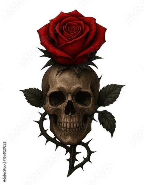 Obraz SKULL AND ROSE TATTOO 