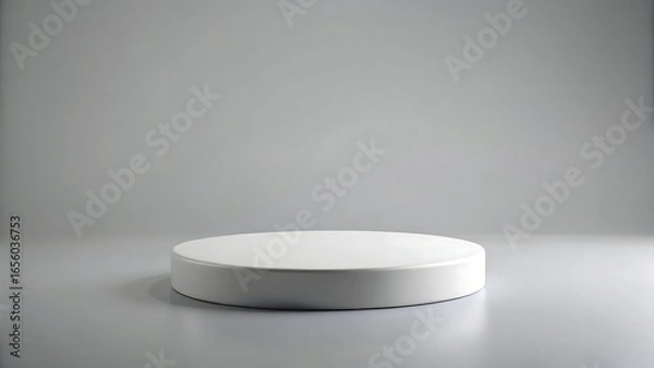 Obraz A simple, clean white pedestal on a light grey surface, isolated on white background, perfect for product display