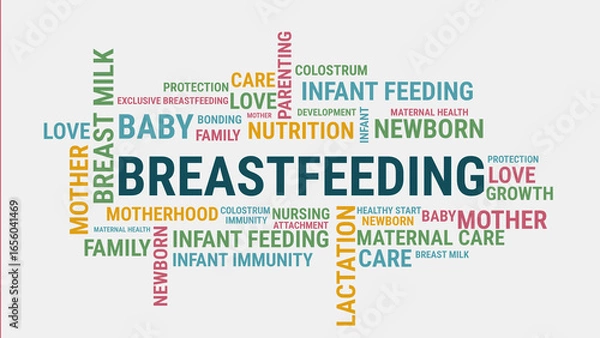 Obraz Breastfeeding word cloud with maternal and infant care keywords