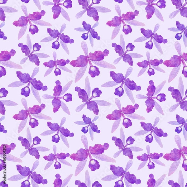 Obraz Watercolor seamless pattern with orchids