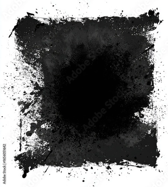 Obraz Square black paint splatter design on white background