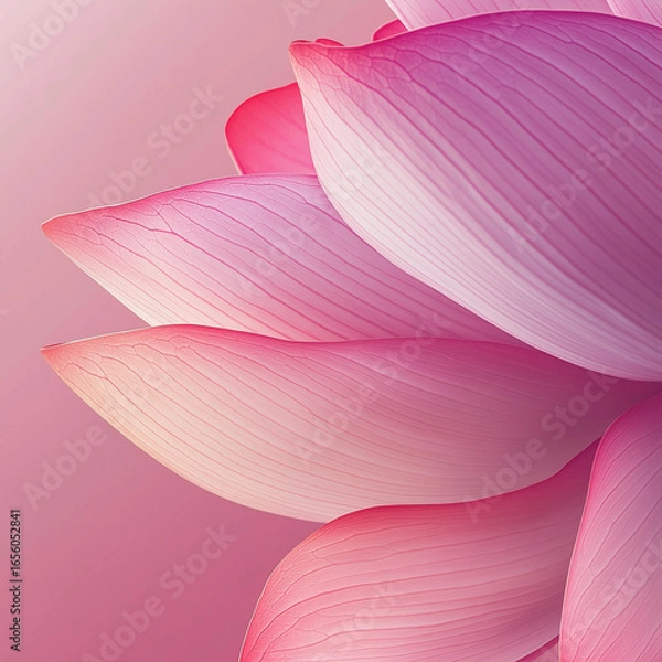Fototapeta Close up view of pink lotus flower petals with soft lighting and smooth texture in a macro photograph