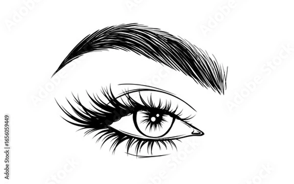 Fototapeta Eye, Lash and Eyebrow Vector Icons for Beauty and Makeup Branding. Feminine Silhouettes with Glam Lashes and Perfect Brows