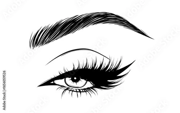 Fototapeta Eye, Lash and Eyebrow Vector Icons for Beauty and Makeup Branding. Feminine Silhouettes with Glam Lashes and Perfect Brows