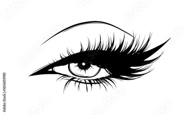 Fototapeta Eye, Lash and Eyebrow Vector Icons for Beauty and Makeup Branding. Feminine Silhouettes with Glam Lashes and Perfect Brows