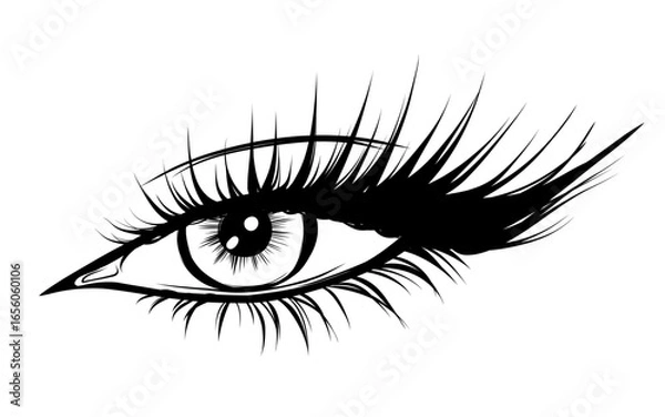 Fototapeta Eye, Lash and Eyebrow Vector Icons for Beauty and Makeup Branding. Feminine Silhouettes with Glam Lashes and Perfect Brows