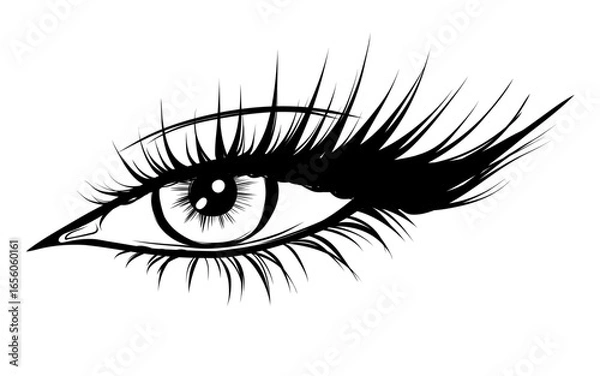 Fototapeta Eye, Lash and Eyebrow Vector Icons for Beauty and Makeup Branding. Feminine Silhouettes with Glam Lashes and Perfect Brows