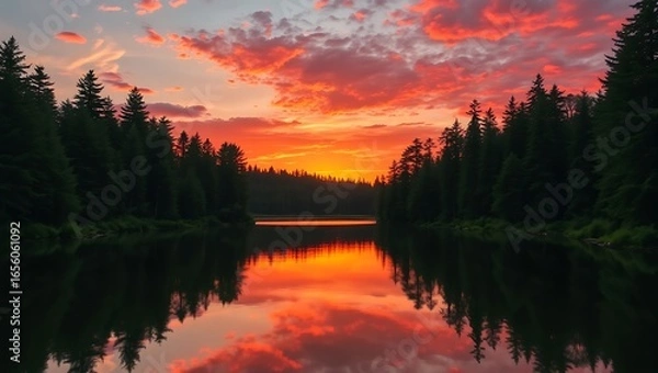 Obraz sunset over the lake