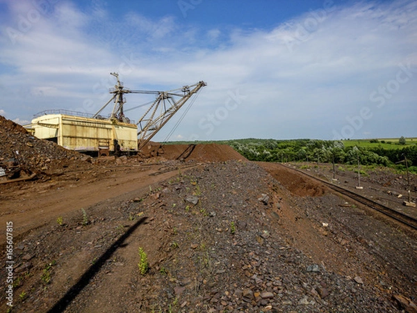 Fototapeta Dumps rock mountains from industrial quarries