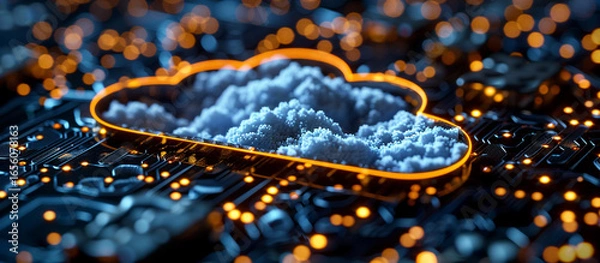 Fototapeta Cloud Computing Technology on Circuit Board.