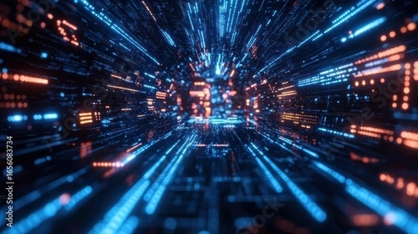 Fototapeta Machine Learning AI System Generating Futuristic Communication