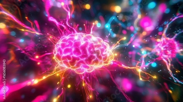 Fototapeta Holographic Artificial Intelligence Brain Simulation