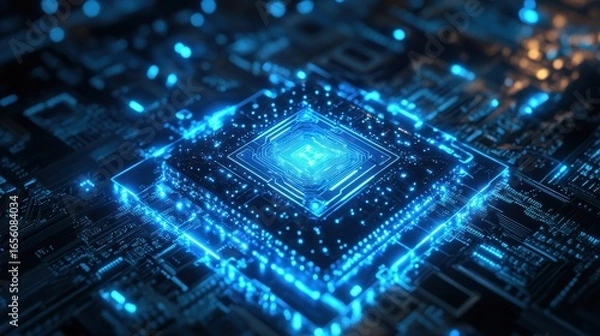 Fototapeta Quantum AI Chip Analyzing Deep Learning Patterns Ultimate Image