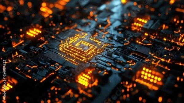 Fototapeta Machine Learning Neural Web Processing Futuristic Al Image