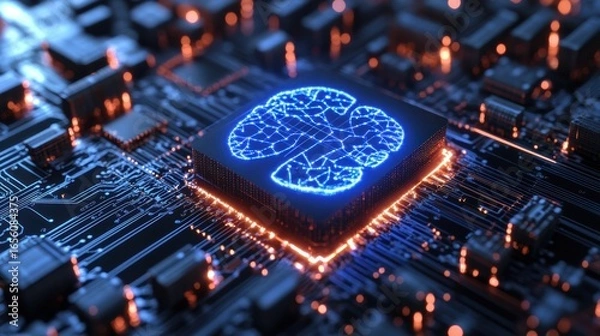 Fototapeta Machine Learning Model Forming Luminous Neural Pathway