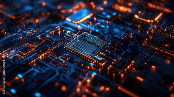 Fototapeta Quantum AI Chip Generating Intricate Neural Connections