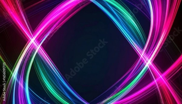 Fototapeta Colorful light streaks on a black background frame expression scene design movement gesture style creative motion backgrounds composition depth cartoonish illustration elements emotion