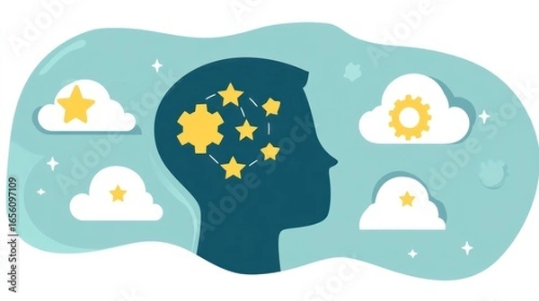 Fototapeta Conceptual illustration representing thought process, problem-solving, and innovation inside human