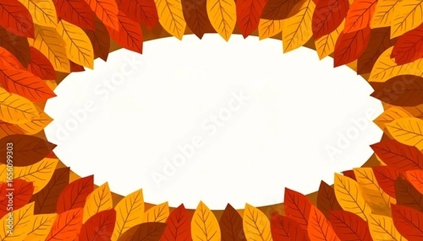 Fototapeta An autumn background with leaves expression style motion composition creative cartoonish layers colorful scene figure frame depth backgrounds elements gesture movement illustration