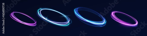 Obraz Light abstract swirl lines speed rotation shimmer purple glistering shiny flash neon trail glow magic energy vector