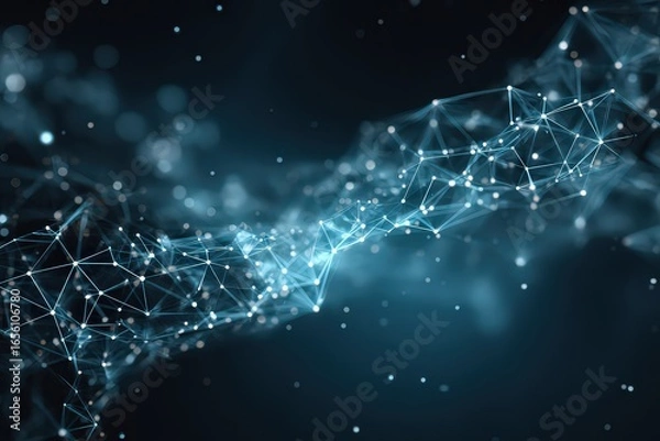 Fototapeta Abstract Digital Network Design With Glowing Lines