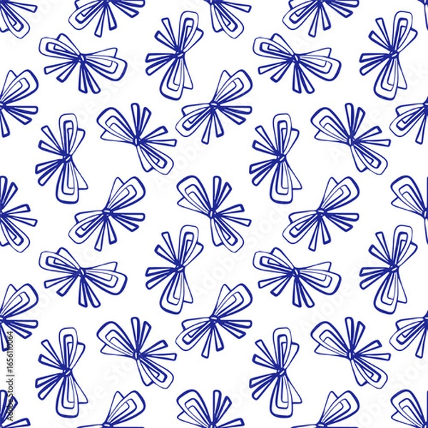 Obraz decorative seamless background with stylized line art ribbon bows repeating abstract design on white surface artistic textile wrapping concept of fashion packaging interior decoration