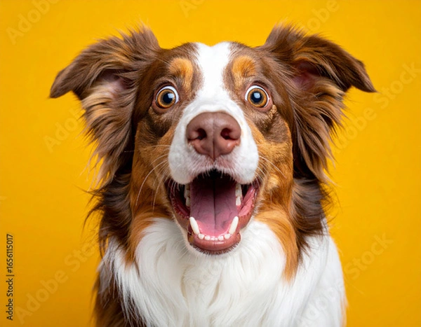 Obraz 놀란 강아지 얼굴, 크고 동그란 눈, 버러진 입